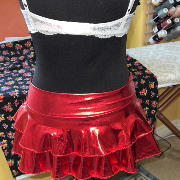 Red Mini Rave Skirt - Picture 8 of 12